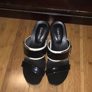 Calvin Klein Black and Nude Wedges